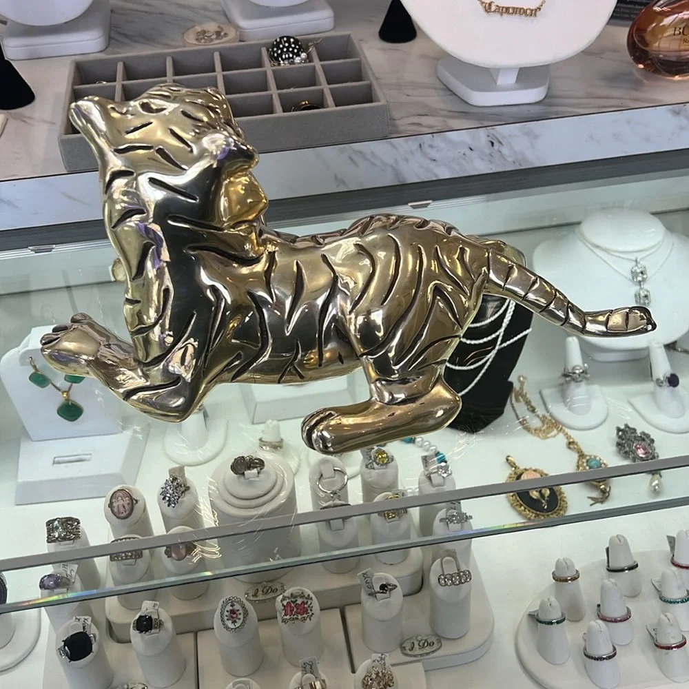 Official D’Argenta Silver Bengal Tiger Cub Statue artist Ricardo del Rio.mint